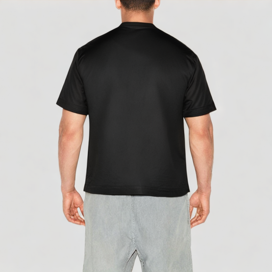 Black Cotton Round Neck Short Sleeves