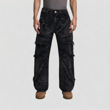 Men's Spider Web Brushed Straight Jeans