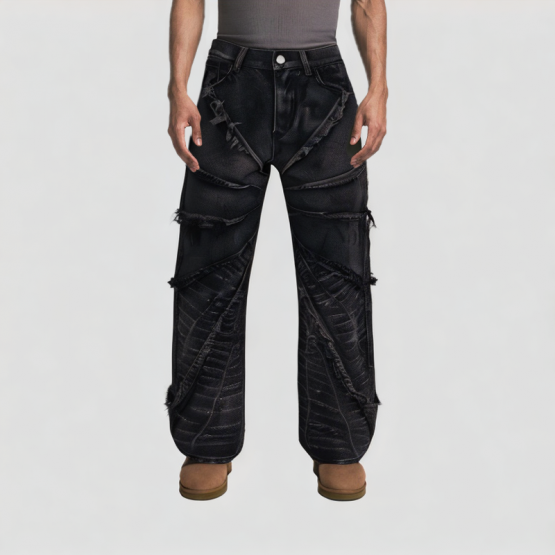 Men's Spider Web Brushed Straight Jeans
