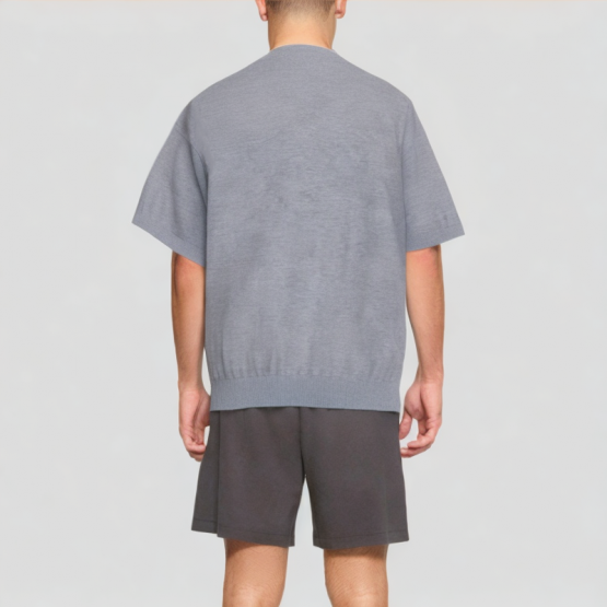 Knitted V Neck Men's Short Sleeves