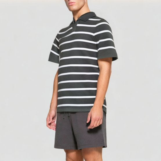 Men's Contrasting Striped Polo Short Sleeve