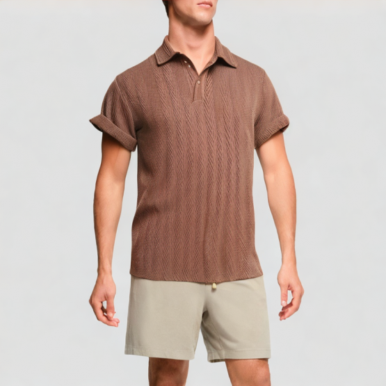 Solid Color Jacquard Short Sleeves