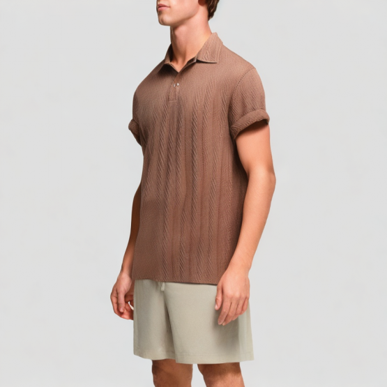 Solid Color Jacquard Short Sleeves