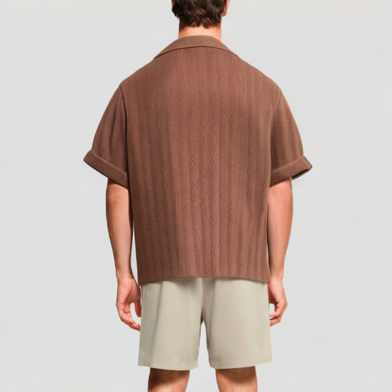 Solid Color Jacquard Short Sleeves