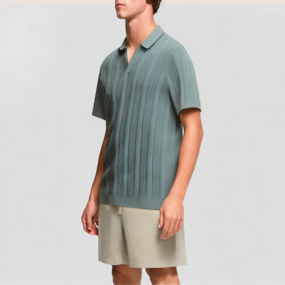 Cotton Knitted Jacquard Short Sleeves