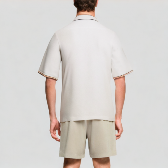 Men's Contrasting Striped Casual Short Sleeved Shirt