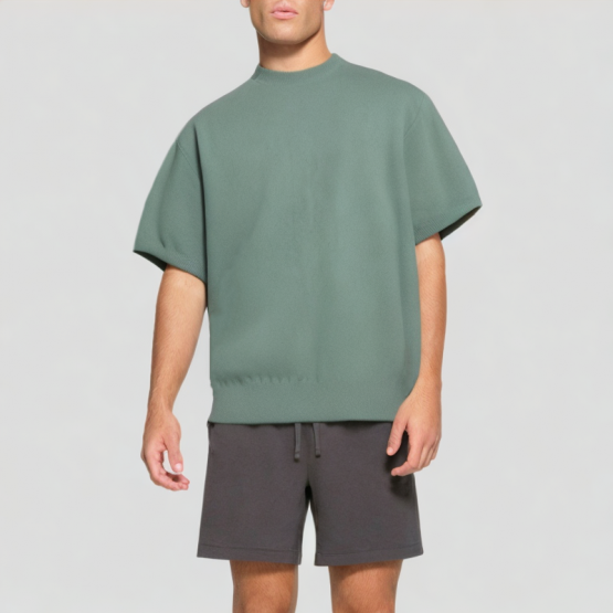 Men's Worsted Cashmere Knitted Short Sleeves