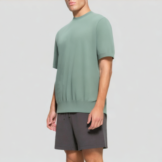Men's Worsted Cashmere Knitted Short Sleeves