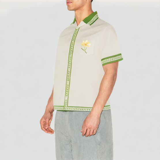 Men's Plant Print Short Sleeved Shirt