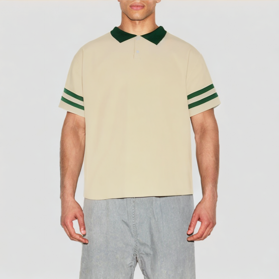 High Quality Drop Shoulder Contrast Color Short Sleeves