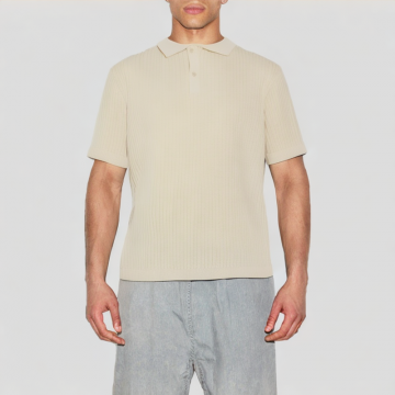 White Knitted Lapel Short Sleeves