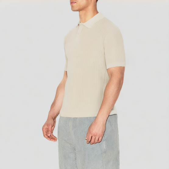 White Knitted Lapel Short Sleeves