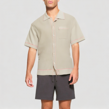 Men's Ribbed Knitted Polo Shirt