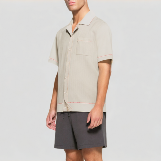 Men's Ribbed Knitted Polo Shirt