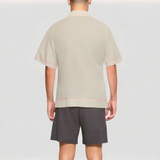 Men's Ribbed Knitted Polo Shirt