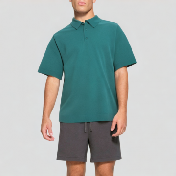 Blended Yarn Knitted Polo Short Sleeves
