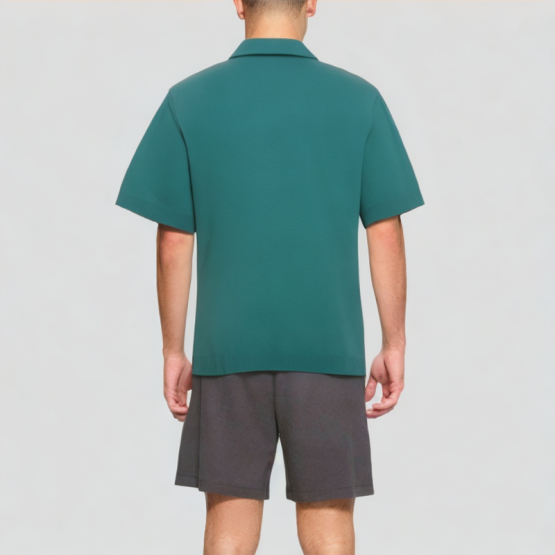 Blended Yarn Knitted Polo Short Sleeves