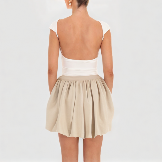 Solid Color Pleated Short Skirt