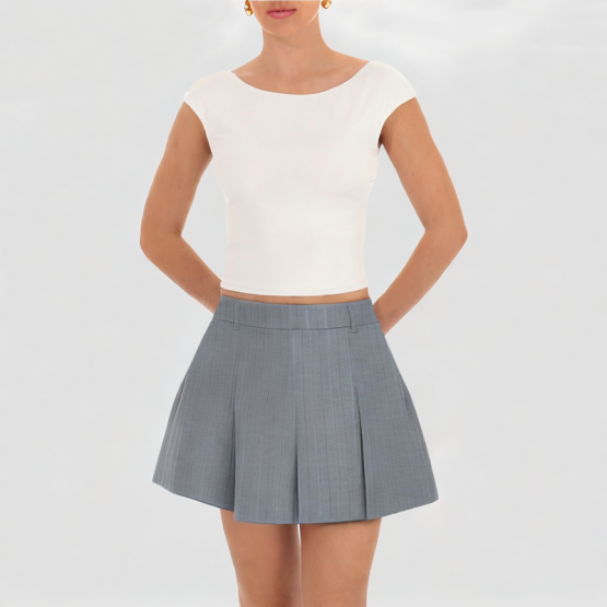 Gray Pinstripe Temperament Short Skirt 