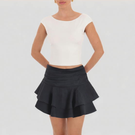 Ruffled Layered Short Skirt
