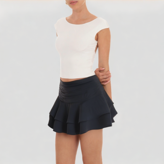 Ruffled Layered Short Skirt