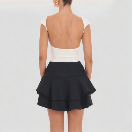 Ruffled Layered Short Skirt