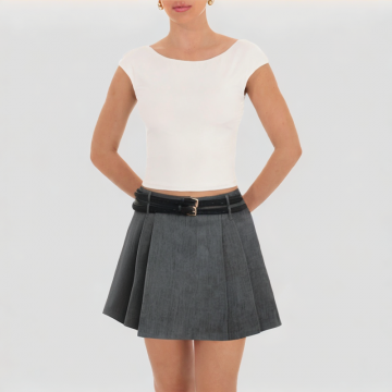 Retro Wide Pleated Short Skirt