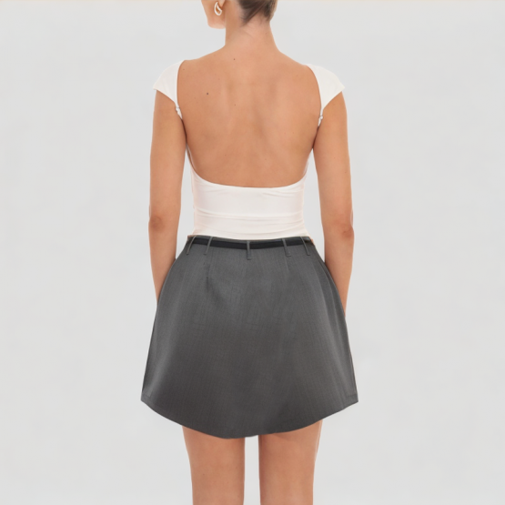 Retro Wide Pleated Short Skirt