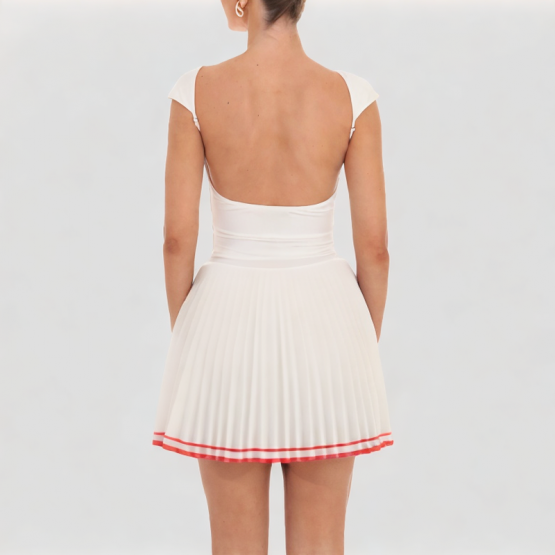 Contrasting Color Small Pleated Pleated Skirt