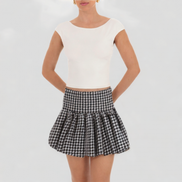 Houndstooth Temperament Short Skirt