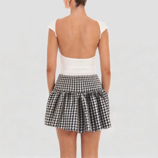 Houndstooth Temperament Short Skirt