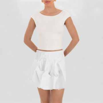 Versatile White Bud Short Skirt