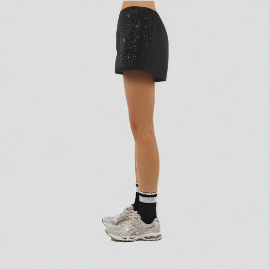 Black Beaded High Waisted Shorts