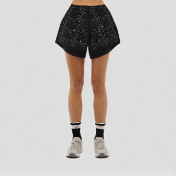 Black Beaded High Waisted Shorts