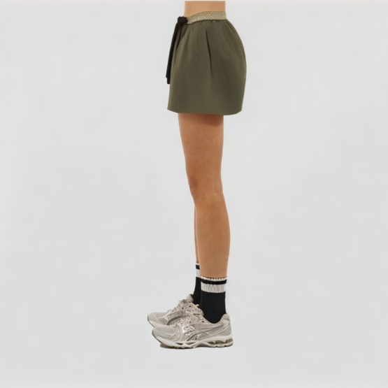 Green Casual Wide Leg Shorts