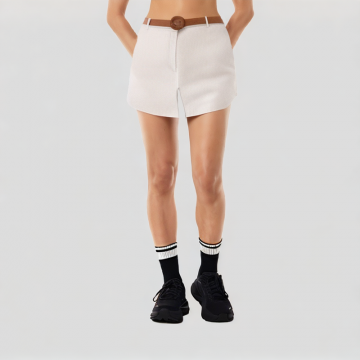 Mid Waist Striped Trouser Skirt
