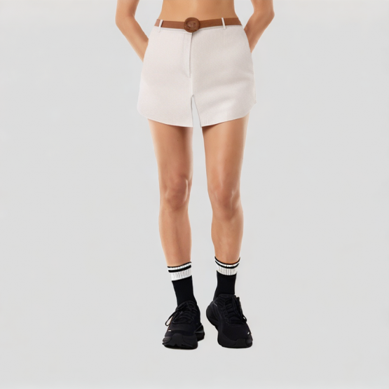Mid Waist Striped Trouser Skirt