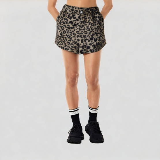 Leopard Print Straight Shorts