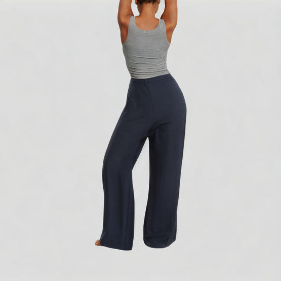 Simple High Waist Wide Leg Casual Pants