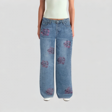 Rhinestone Flower Jeans