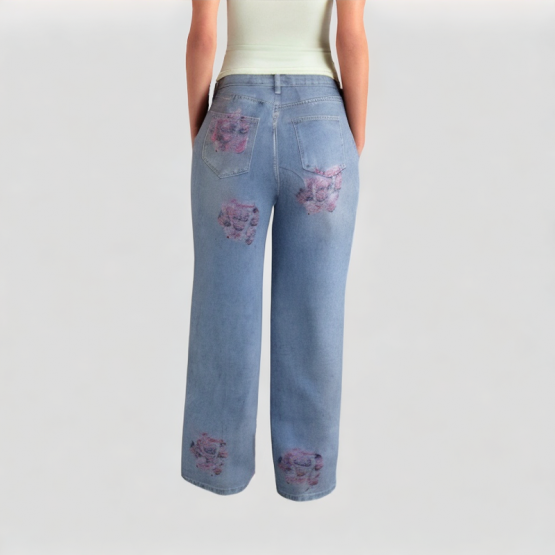 Rhinestone Flower Jeans