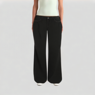 Black Rivet Decorated Jeans