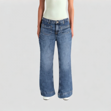 Simple Patch Pocket High Waist Jeans