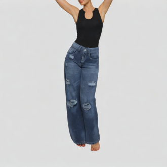 Ripped Straight Jeans