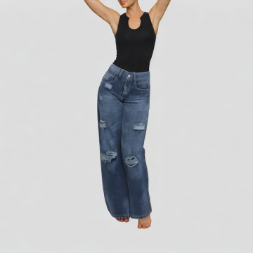 Ripped Straight Jeans