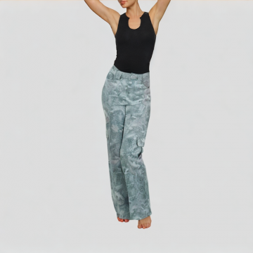 Low Waist Plant Print Trousers