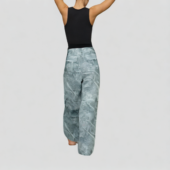 Low Waist Plant Print Trousers