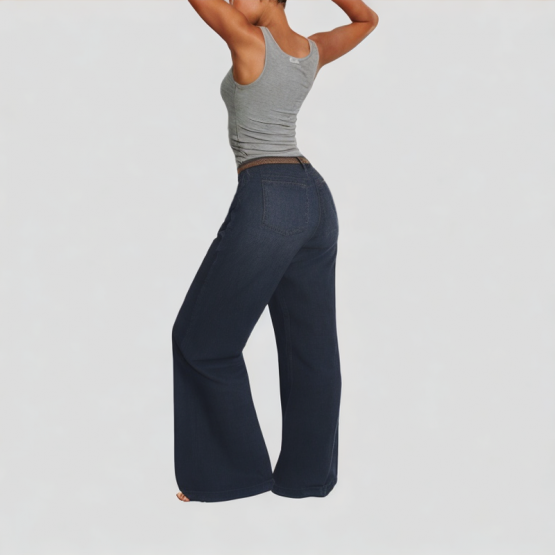 Dark Blue Women's High Waisted Tapered Jeans