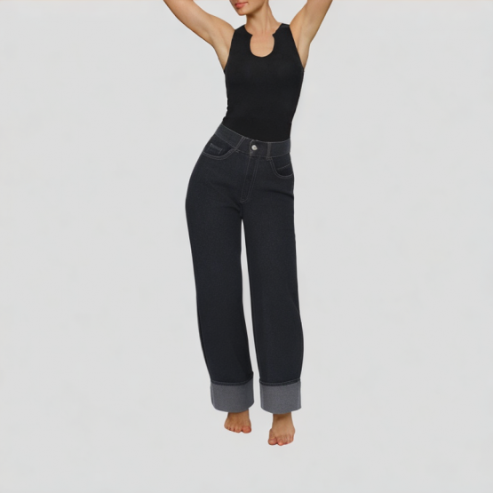 Rolled Up Loose Women's Jeans