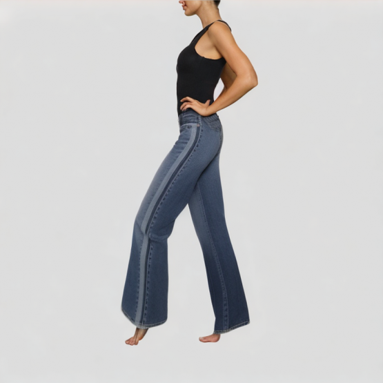 Mid Rise Straight Patchwork Jeans